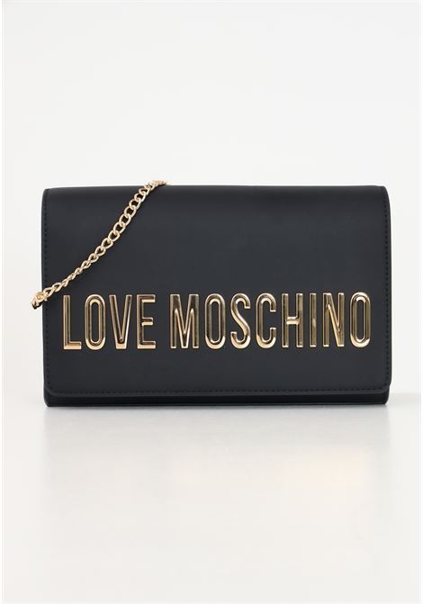 Borsa a tracolla nera da donna con logo metallico LOVE MOSCHINO | JC4103PP1LKD0000